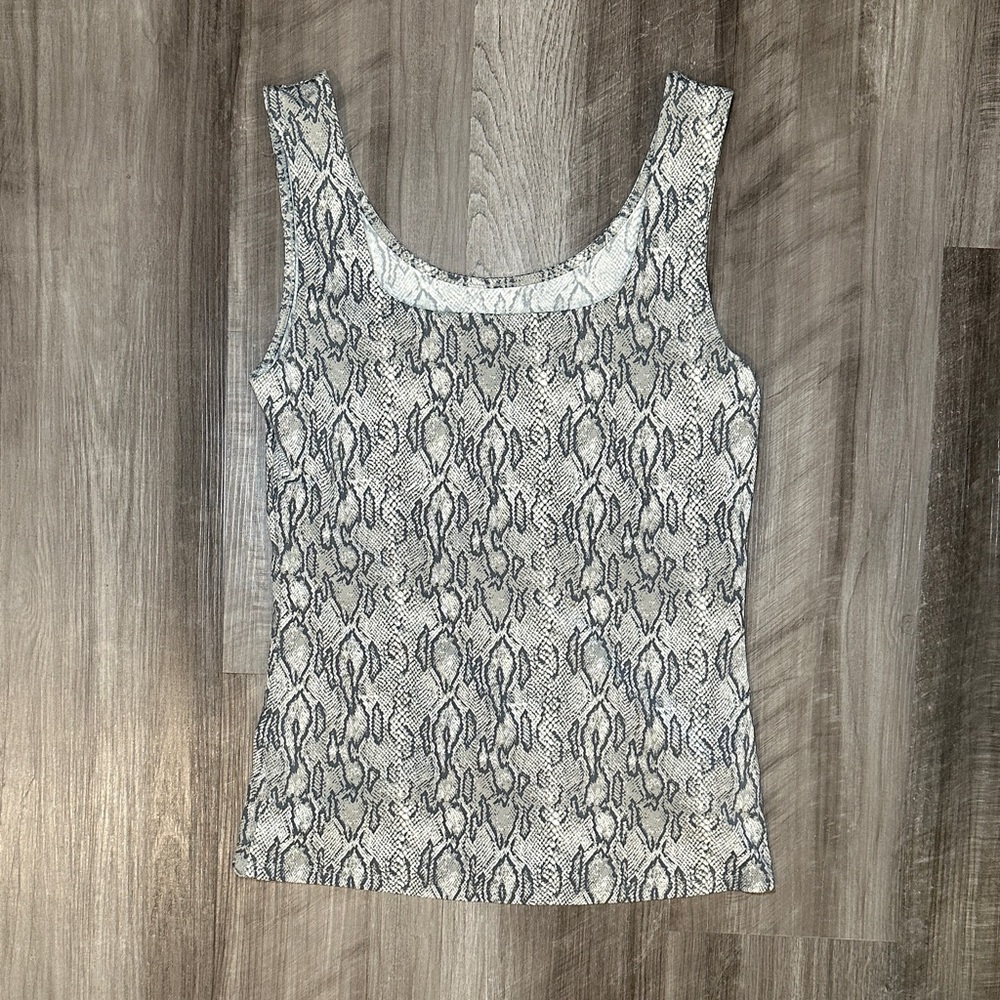 Camaieu Snake Print Sleeveless Cami Tank Top - Large